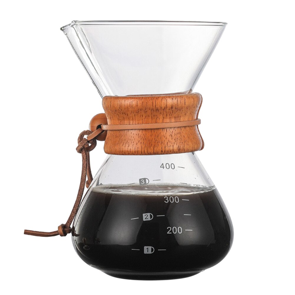 Pour Over Coffee Maker with Borosilicate Glass Manual Coffee Dripper Brewer DTT88: Brown 400ml No Filte