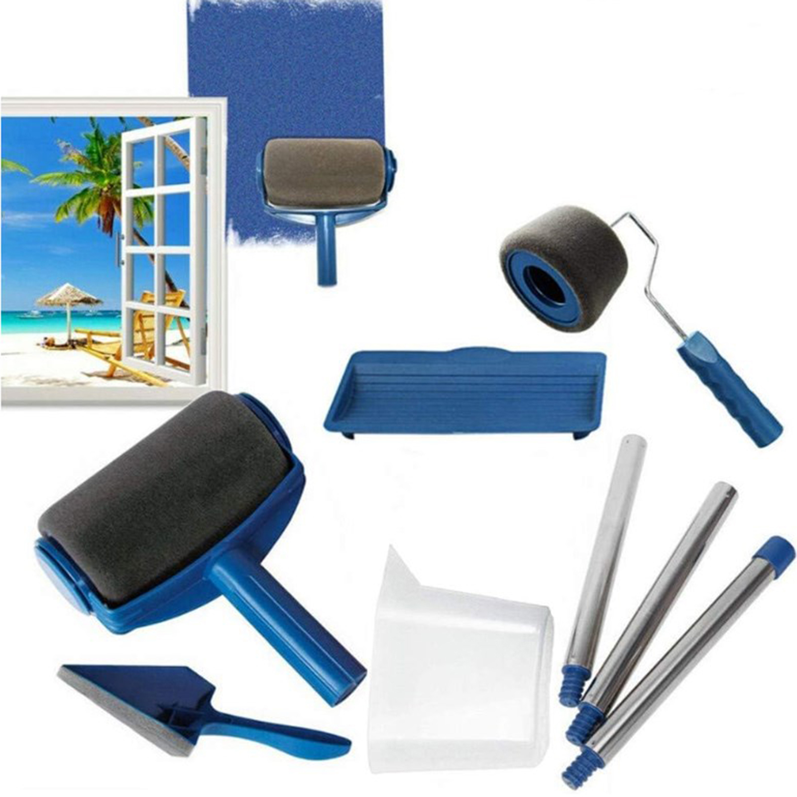 Hjørnepenselrullesett skumpensler til innendørs maling trekanter pensel til veggreparasjon og maling