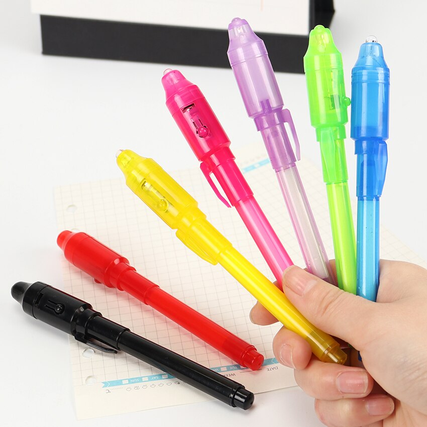 1pc magic 2 in 1 uv blacklight combo briefpapier onzichtbare inktpen populaire willekeurige kleur