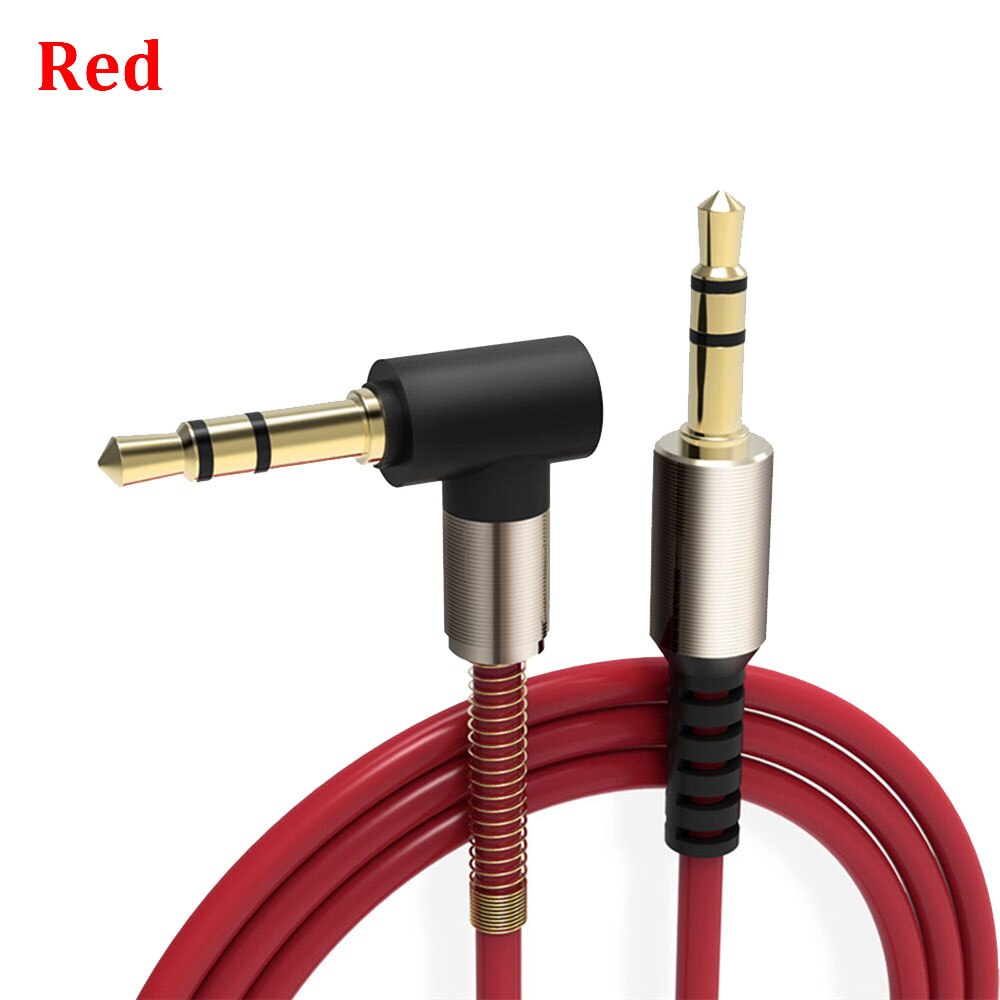 1 Pcs 3.5 Mm Jack Audio Kabel 3.5 Mm Male Naar Male 90 Graden Haakse Auto Aux Auxiliary Audio kabel Koord Voor Telefoon Pc: red