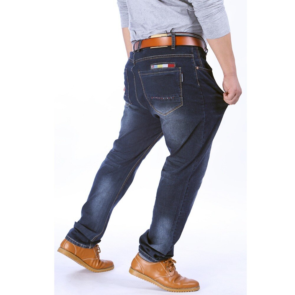 Høj stretch plus størrelse 52 48 46 44 42 9xl 8xl 7xl 6xl 5 xljeans sort denim business jean slappe af forretning arbejdsbukser bukser