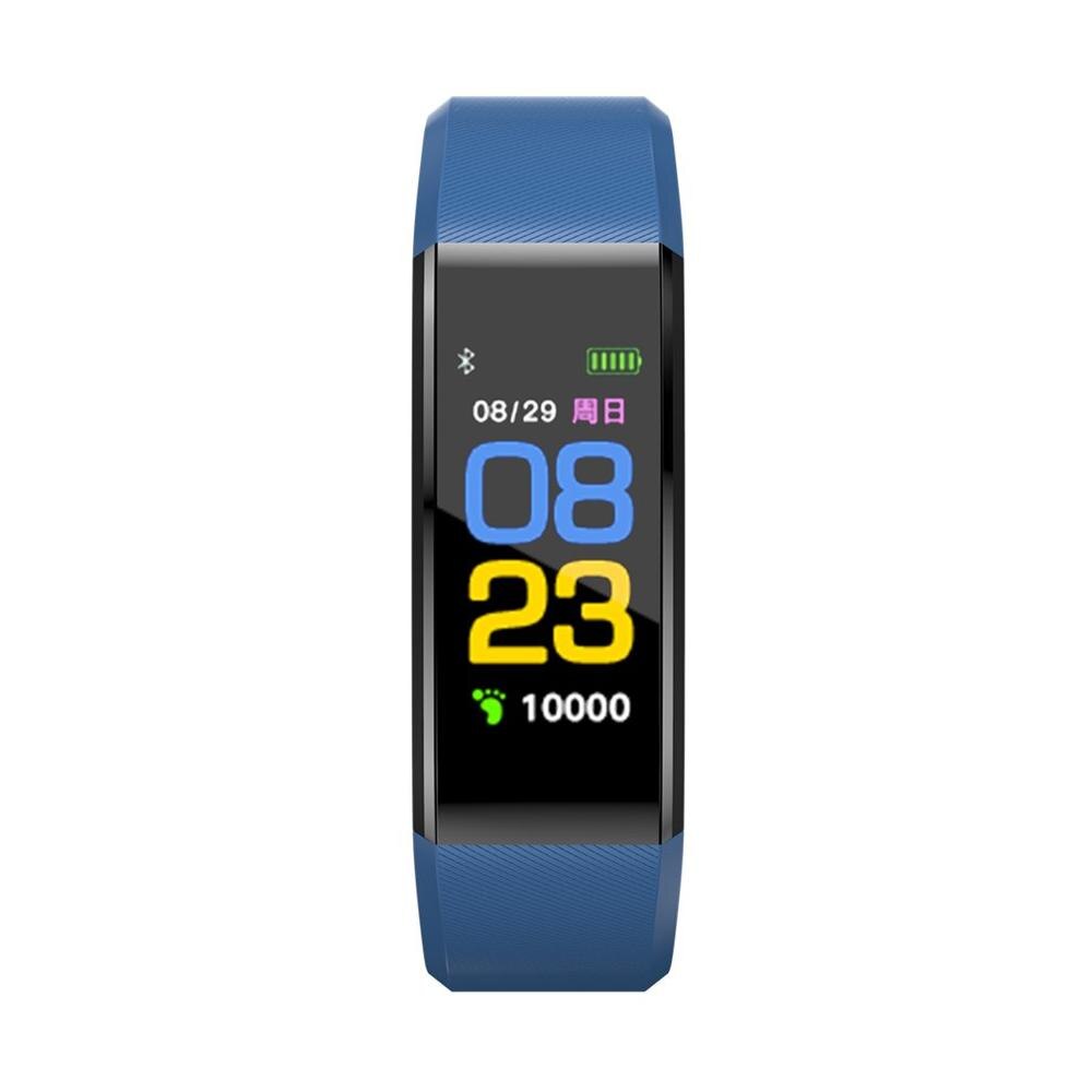 115PLUS Smart Band Waterproof Sport Pedometer Heart Rate Blood Pressure Monitor Bluetooth Smart Bracelet For Android iOS: blue