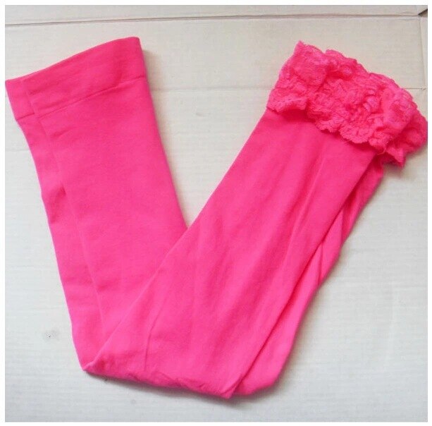 Meisjes Lente Herfst Kant Skinny Broek Kids Kleurrijke Leggings Kinderen Panty: Rose Red