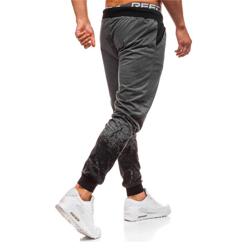 Men's Casual Sweatpants Gradual Printed Fitness Pants Slim Hip-hop Style Jogging Male Trousers