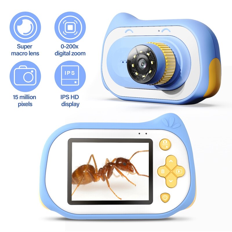 Kids Digital Camera Children Educational Microscope Portable nifying Glass Macro Camera HD Sn