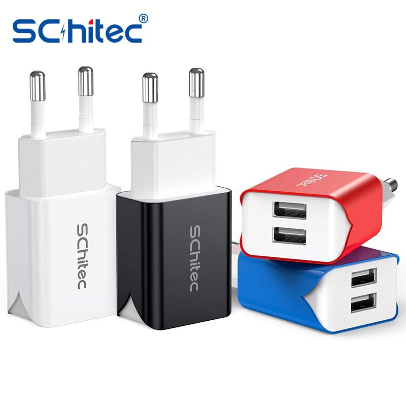 Schitec Dual USB Charger EU Plug Quick Charge 2.1A Wall Charger Max Mobile Phone Charging Mini Adapter Travel Charger for iPhone