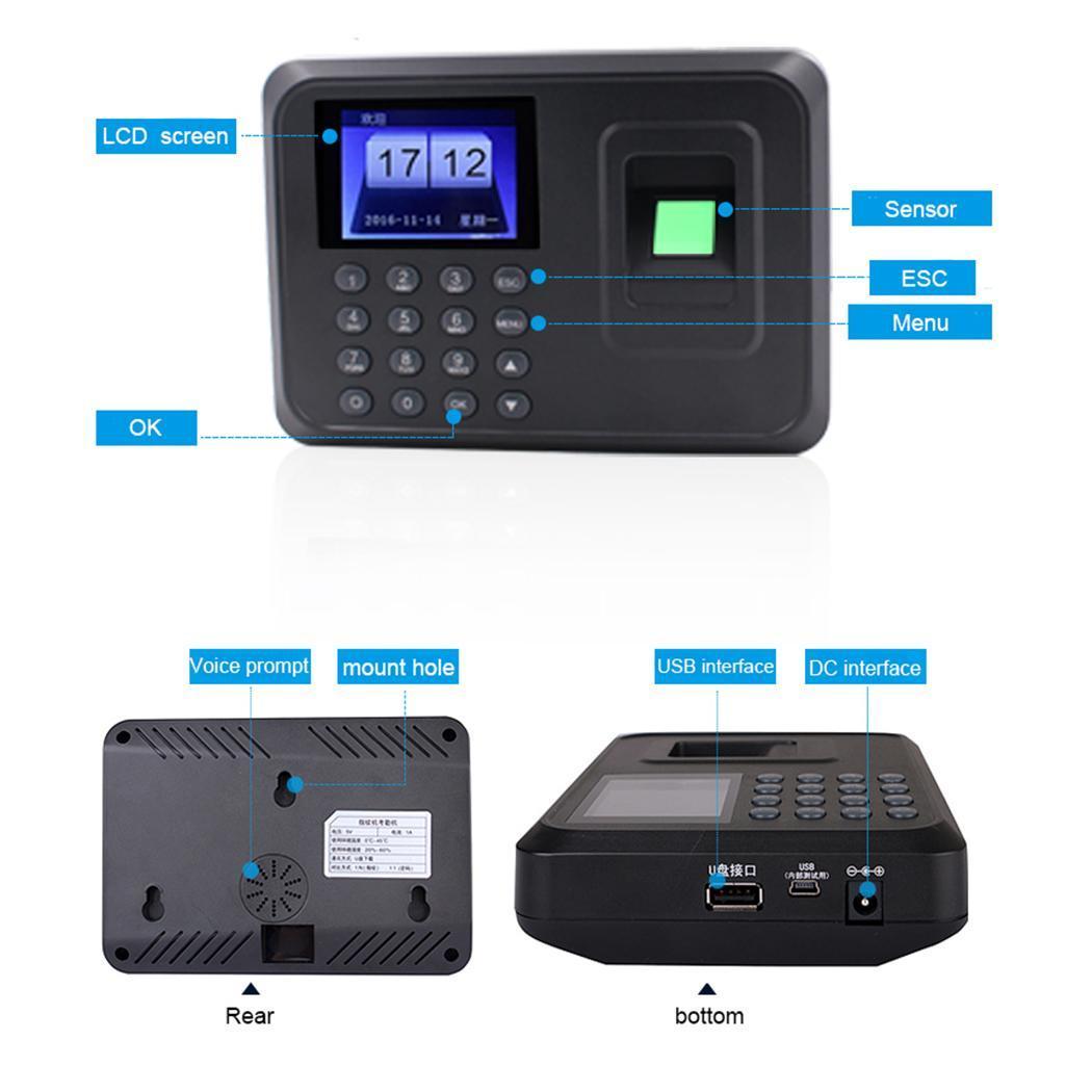 Biometric Fingerprint Time Clock Recorder Fingerprint Password Attendance Office Machine Employee Recognition Access Control