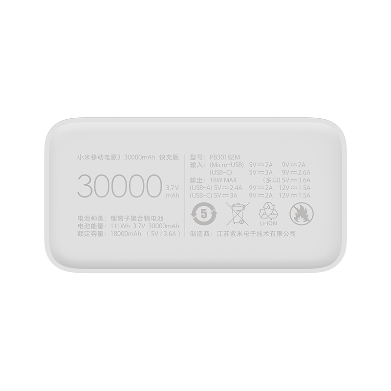 Xiaomi Power bank 3 30000mAh PB3018ZM 3 USB Type C 18W Fast Charging Portable Mi Powerbank 30000mAh External Battery Poverbank