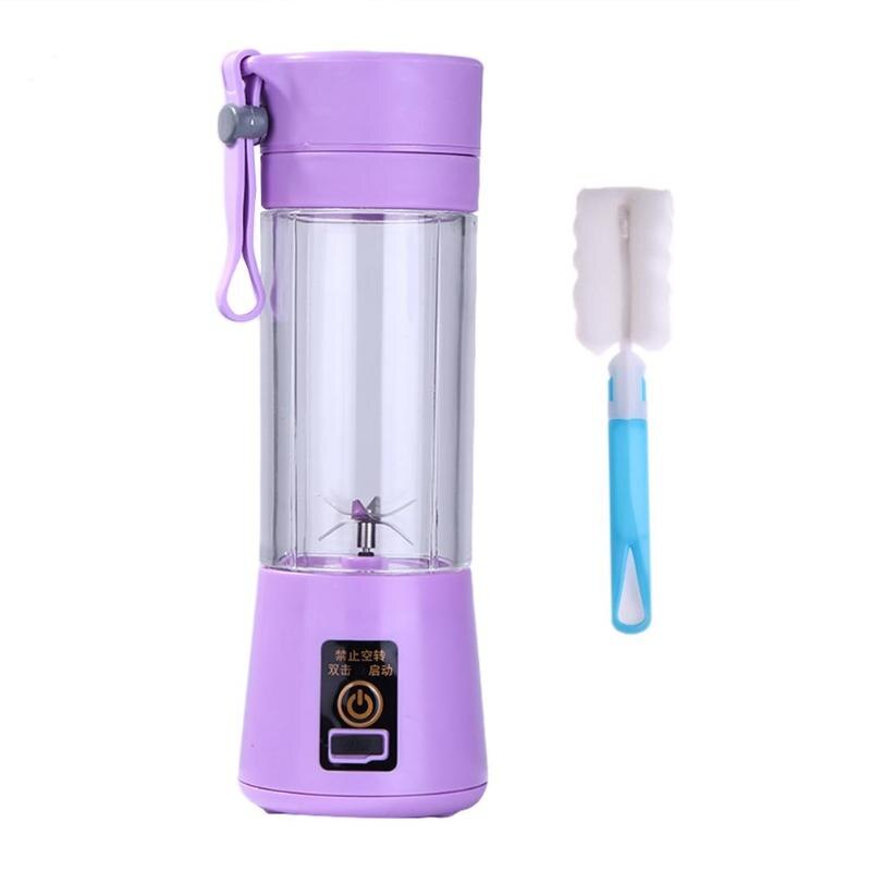 Vaso exprimidor eléctrico de 380ml, licuadora recargable por USB, máquina mezcladora, Mini licuadora de zumo, mezcladora rápida, procesador de alimentos,: Púrpura