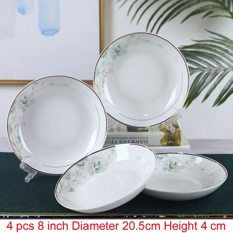 4 stk/sæt jingdezhen porcelæn porcelæn spisestel spisestue keramik service dybe suppe retter sushi tallerkener: Mørk khaki