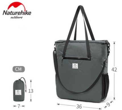 Naturehike, bolsos de mano para mujer, bandolera plegable portátil, bolso bandolera de viaje al aire libre, bolso bandolera para compras, bolso Casual, impermeable: Gray