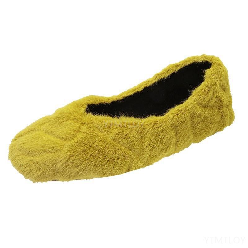 Loafers bont dames sneakers herfst dames winter schoenen ondiepe mond all-match damesschoenen vierkante neus instappers: Geel / 38