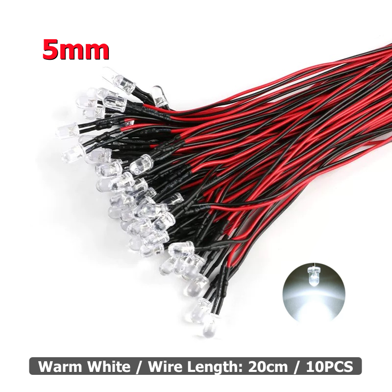 10 Uds. Luz LED de 3mm y 5mm 3V-12V rojo verde azul blanco lámpara piloto Multicolor para coche trepador de control remoto Traxxas TRX4 piezas de juguete axial: naranja