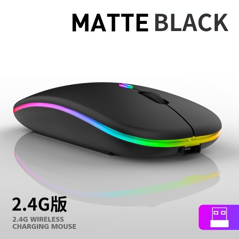 Dual-Mode Bluetooth 2.4G Wireless Mouse for Laptop Rechargeable Mouse Wireless Computer Silent Mause Mini Optical Mouse: 2.4G Black