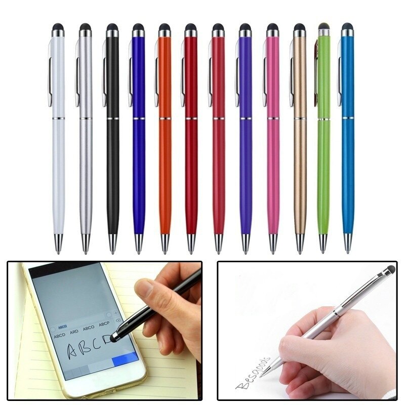 5 stk 2 in 1 touch screen stylus pen+kuglepen tablet smartphone nyttig tablet p til pad smartphone
