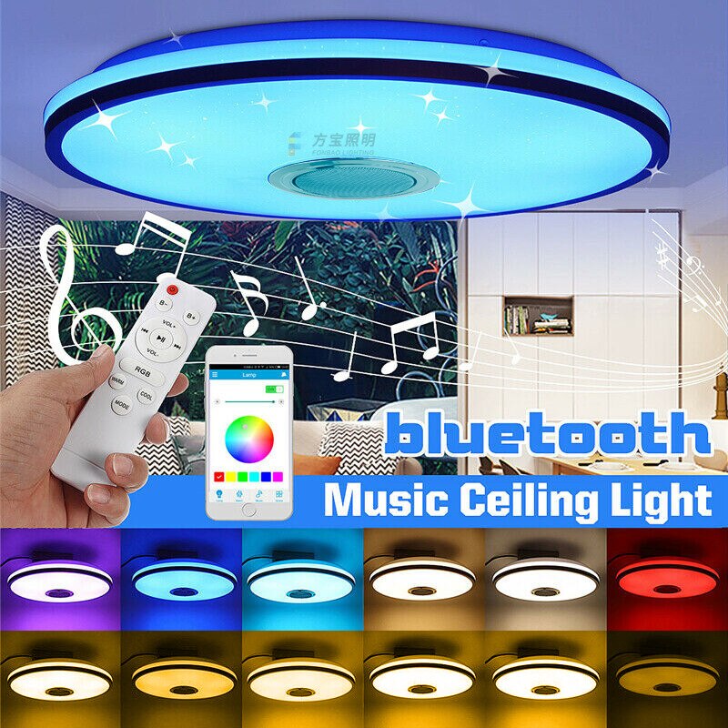 72W 132LED Muziek Plafondlamp Wifi App + Afstandsbediening Werkt Met Alexa/Google Thuis Ultradunne oppervlak Bluetooth Plafondlamp