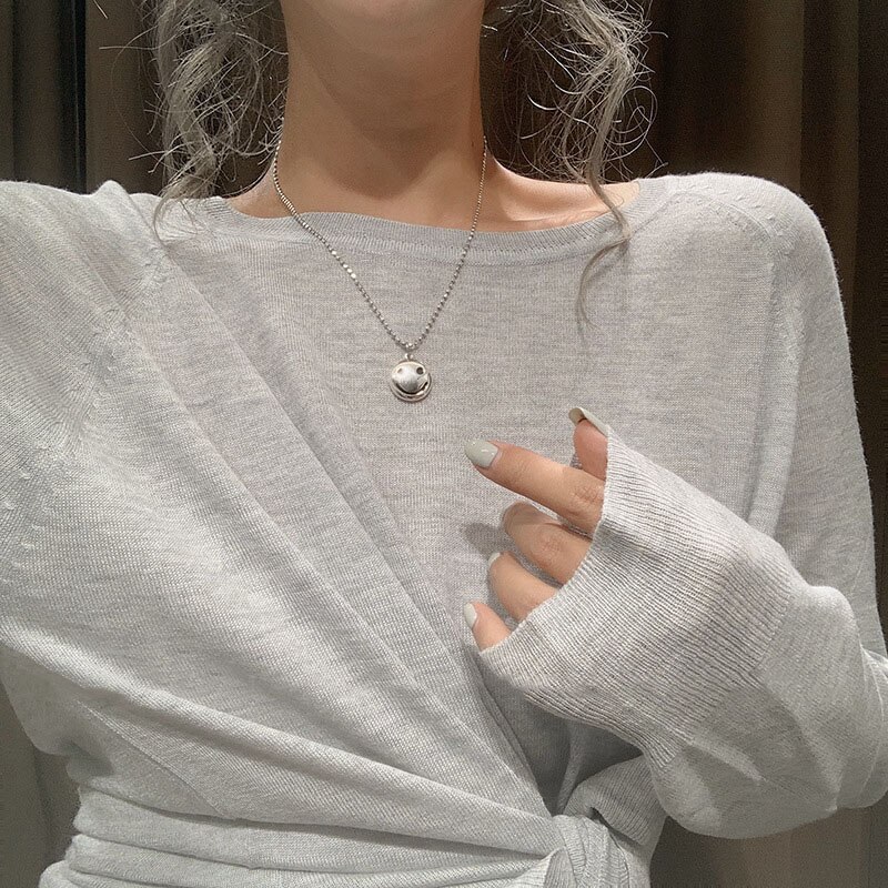 Anenjery Eenvoudige 925 Sterling Zilveren Lucky Kralen Kettingen Voor Vrouwen Korte Keten Choker Collares S-N554
