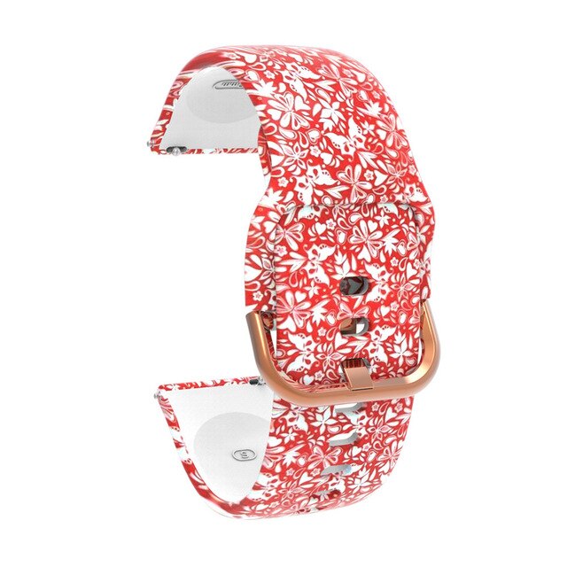 20Mm Siliconen Bloemen Bloem Band Voor Samsung Galaxy Horloge Actieve 42Mm Gear Sport S2 Amazfit Armband Band Strap correa Horlogeband: Zilver wit