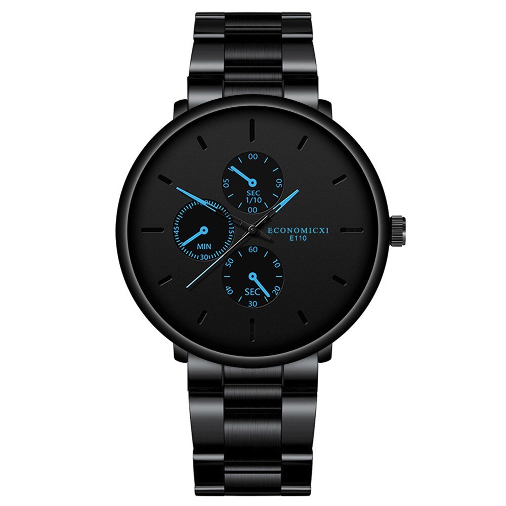 Zwarte Business Horloge Mannen Mode Staal Zwarte Wijzerplaat Grote Wijzerplaat Horloge Mannelijke Klok Dropshippingmontre Homme Relogio Masculin: D