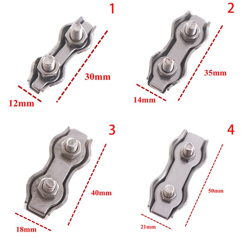 5Pcs M2-M5 Rvs 2-Post Bolt Clip Wire Rope Clip Cable Clamp Remklauw Grip Duplex Aanpassing Draad touw Klem Remklauw