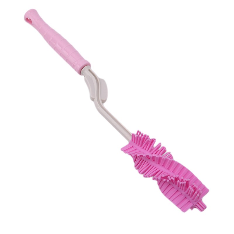 Neue Multifunktionale 360 Rotation Lange Griff Baby Flasche Pinsel Sieben Stück Set Reinigung Fütterung Flasche: pink