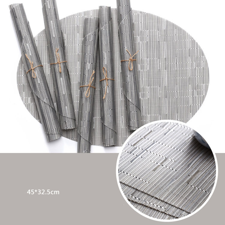 Oval Placemats Set of 4,PVC Vinyl Weave Place Mats,Wipeable Dining Table Placemats,Heat Resistant Table Mats,Indoor and Outdoor: Light Grey