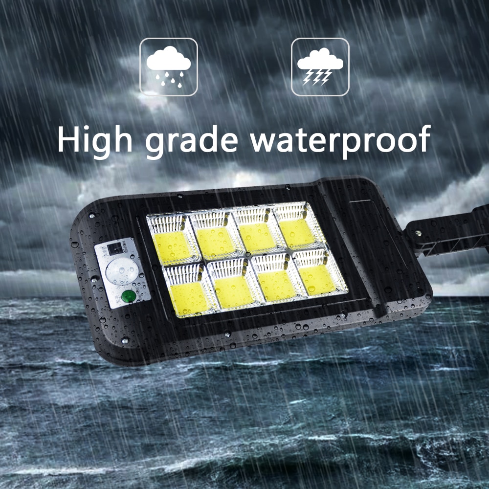 ROMWISH Powerful Remote Control COB Solar Light Led Outdoor Solar Lamp PIR Motion Sensor Garden Wall Street Lights Decorative