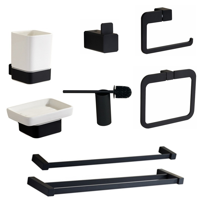 Crochet de serviette de robe noir mat, crochet de manteau moderne d'acier inoxydable, porte-serviettes de douche d'outil d'utilité de ménage | Leroy Merlin