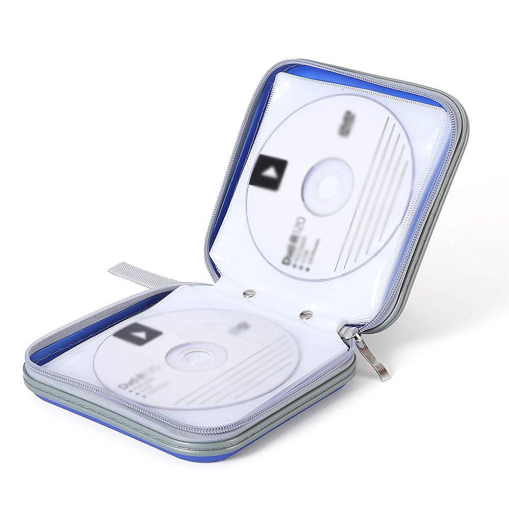 Portátil 40 Uds capacidad de disco CD DVD tamaño monedero bolsa de almacenamiento con manga duro álbum cremallera titular caja de CD caja cuadrada organizador J2X2