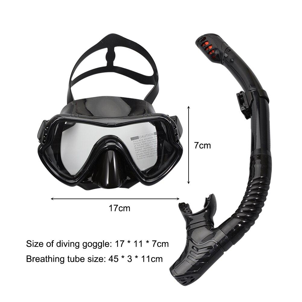 Scuba Diving Mask Snorkeling Snorkel Set Adult Silicone Anti-fog Goggles Glasses Swimming Pool Equipment Diving: BlackA