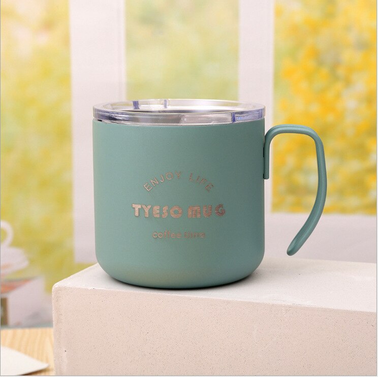 Favourite TYESO 304 Stainless Steel Vacuum Coffee Cup With Lid Office Portable Milk Drink Water Tea Metal Travel Mug Taza: Green