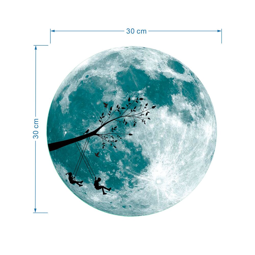 Adesivi fluorescenti da 30cm super luminoso Luna Luna castello Due poco no indovinare Luna fulvo stella Luna adesivo murale lunare: Two