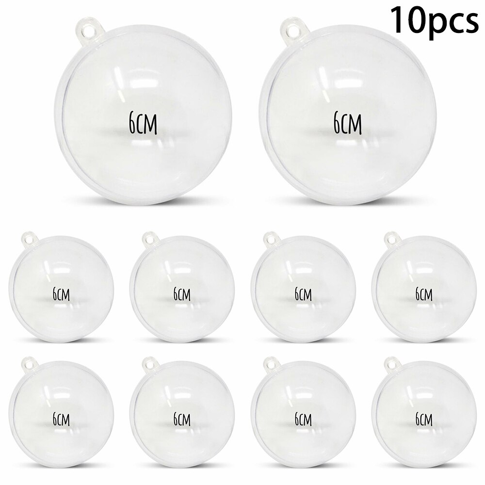 10Pcs Kerst Ronde Clear Invulbare Kerstballen Plastic Gunst Ballen Decor 10Pcs Kerstversiering Plastic Ballen: 6cm