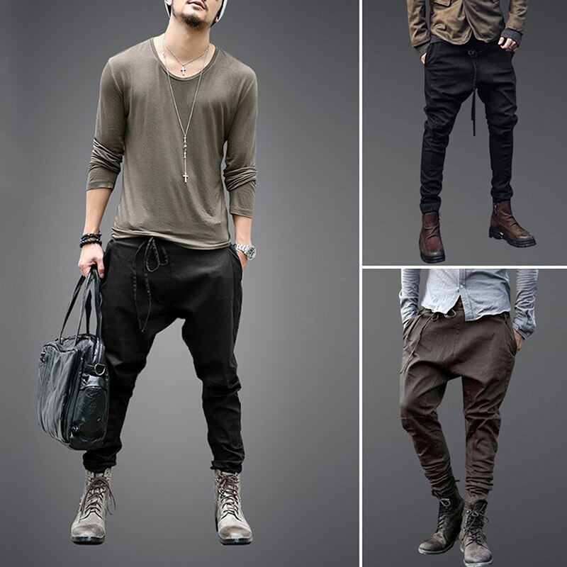 Casual Mannen Harembroek Herfst Lente Losse Casual Broek Broek Katoen Blend Lange Broek Koord Sjerpen Mannelijke Broek