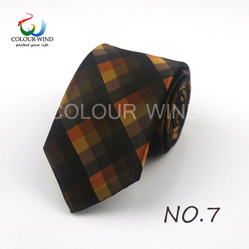 Formelt plaid slips 7cm jacquard vævet polyester hals slips til mænd klassiske tern slips herre slips til bryllup jakkesæt: 7