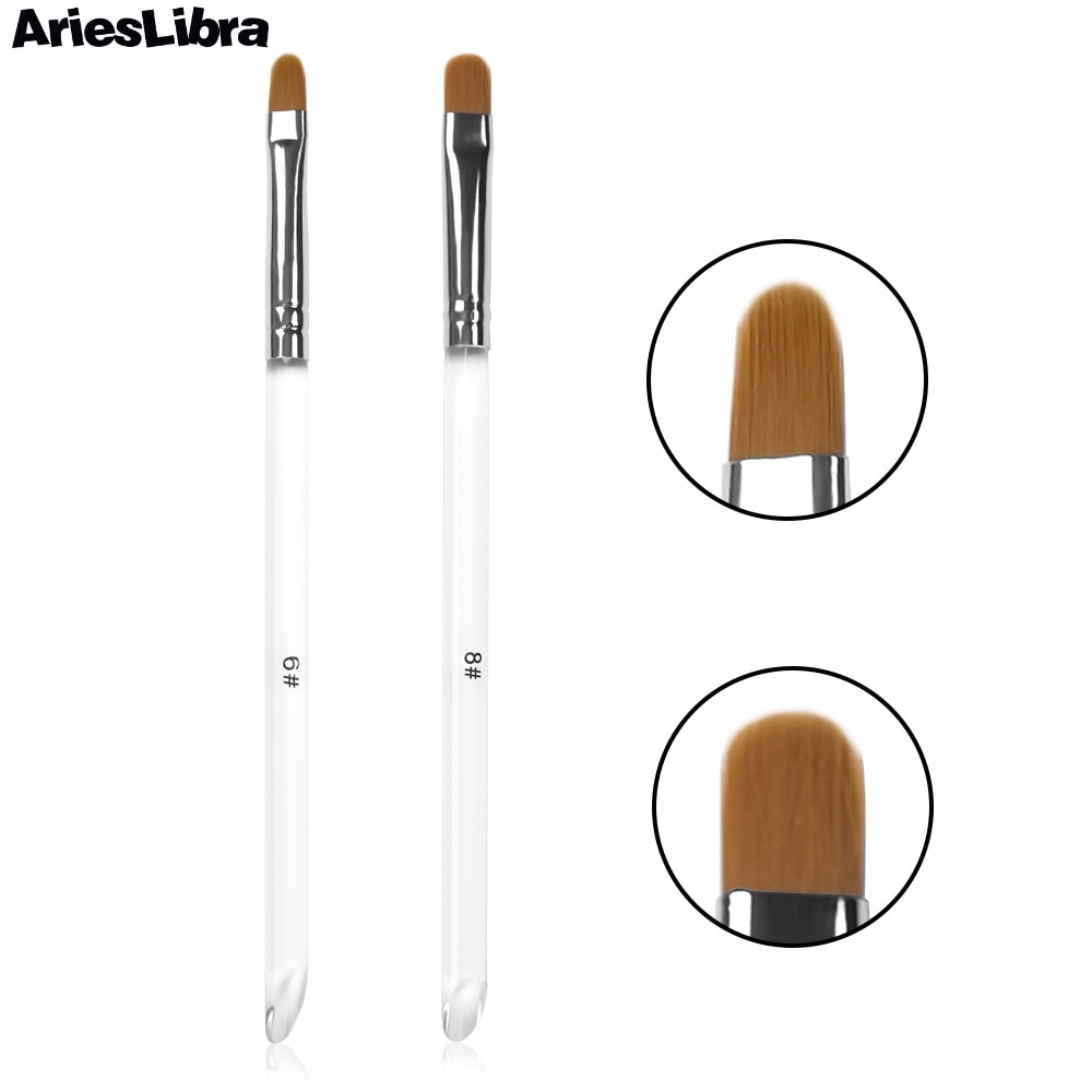 Arieslibra Nail Art Borstel Ronde Hoofd Uv Gel Transparant Acryl Manicure Pen Professionele Schilderij Tekening Tool Voor Nail Beauty