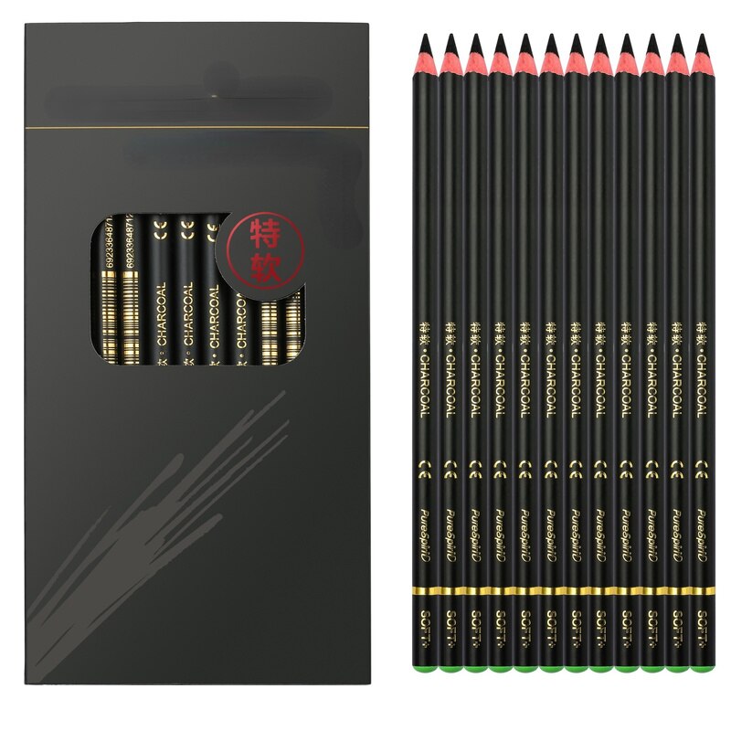 Student Art Drawing Soft Medium Hard Charcoal 2B 4B 6B 8B 10B12B 14B Charcoal and Ink In One Matt Sketch Art Pencil