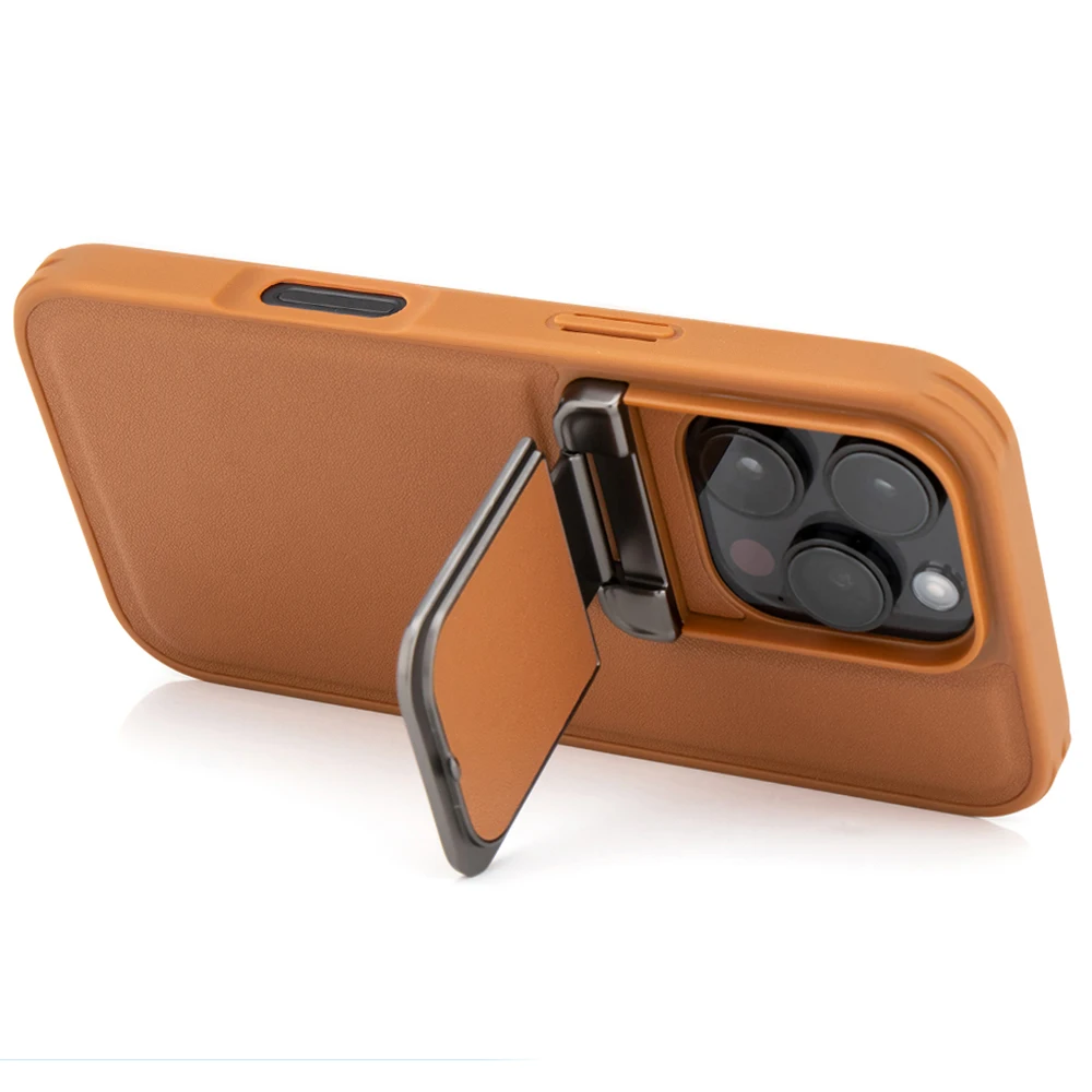 hoesje voor Apple iPhone 16 15 Plus Pro Max Telefoonhoesje Flip Lens Slijtvast Leer Onzichtbaar Draaien Houder iPhone 16 Pro Cover