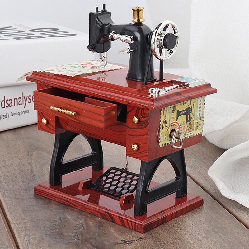 Music Box Sewing Machine Music Box European Crafts Retro Sewing Clockwork Home Crafts Decoration Birthday