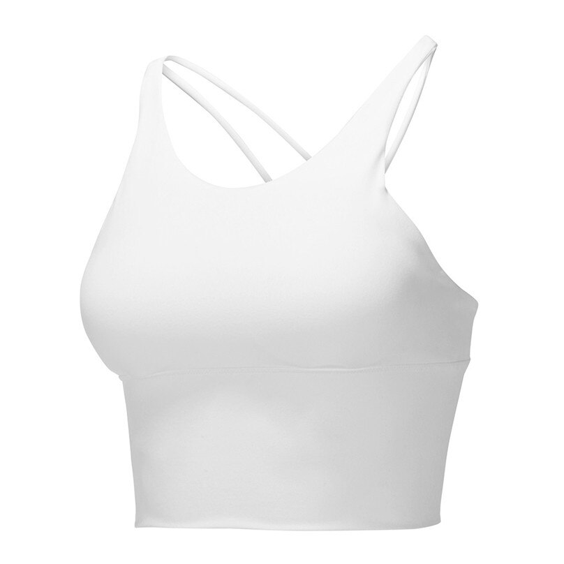 Sujetador de alto impacto delantero para mujer sujetador de tiras en la espalda sujetador entrenamiento acolchado sujetadores deportivos superiores para mujeres gimnasio fitness y 4o14: Blanco / L