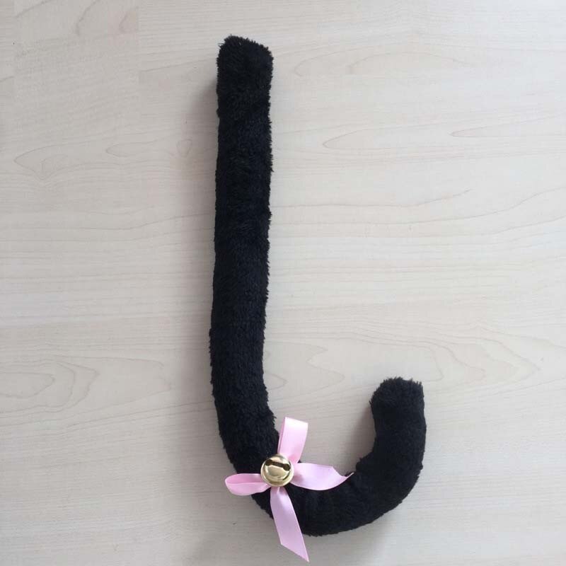 Anime mujeres oreja de zorro chica gato cinta del pelo de felpa cola ama de llaves de dama Conjunto de vestir accesorios carnaval partido del traje de Cosplay de Halloween: Black Tail
