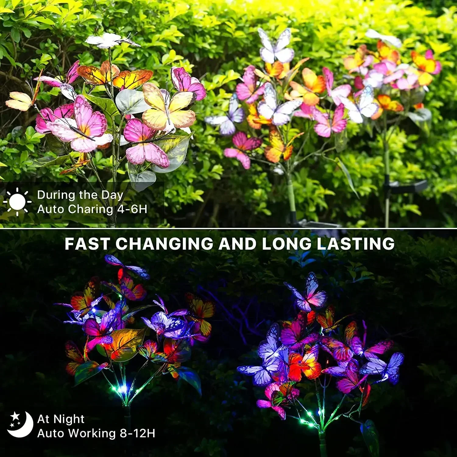 LED Simulation Butterfly Sunflower Outdoor Solar Light Garden Summer Landscape Lighting Camping Wedding Party Decor Lawn Lamp