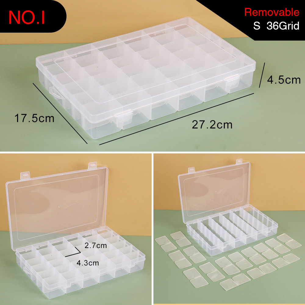 Plastic Storage Box Adjustable 1-36 Grids Compartment Jewelry Earring Bead Screw Holder Case Display Organizer Container