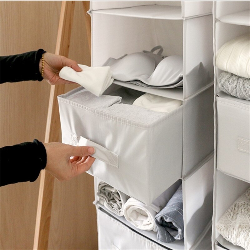 Oxford Cloth Multi-layer Storage Hanging Bag Clothes Debris Wardrobe Storage Rack Foldable Drawer Storage Organizer Hanging Bag