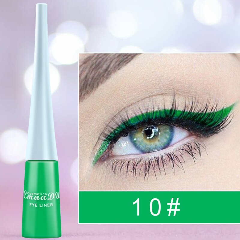 12 Kleuren Neon Vloeibare Eyeliner Potlood Waterdichte Kleurrijke Blauw Groen Geel Wit Eye Liner Pen Vrouwen Make-Up Ogen Cosmetica: A 10