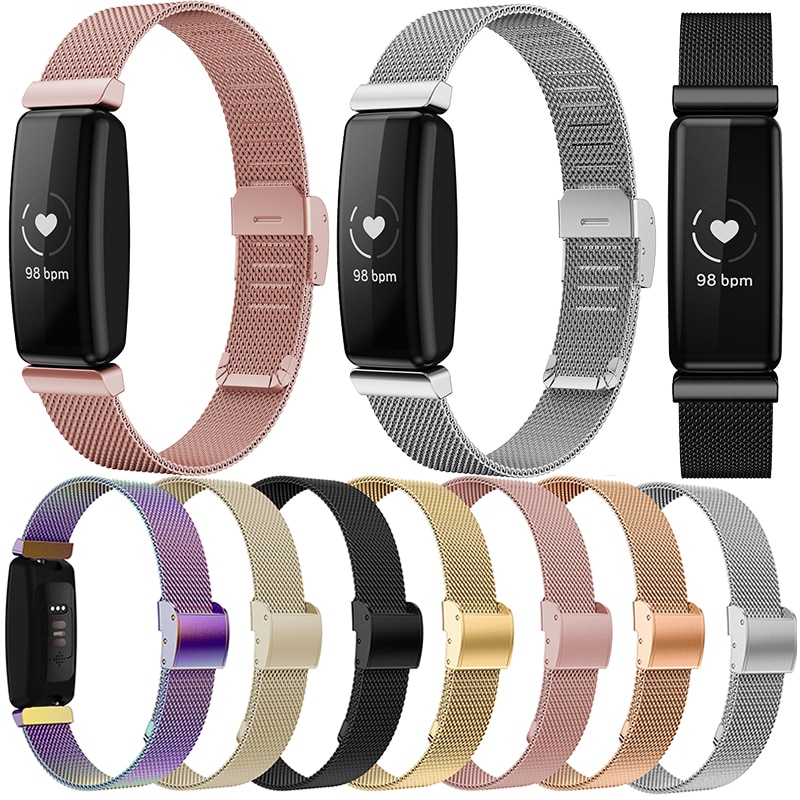 Wristband Strap For Fitbit Inspire 2 Smartwatch Stainless Steel Mesh Band Replacement Strap with buckle Bracelet Accessories