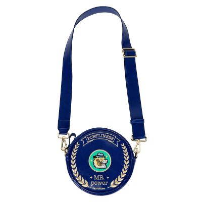 Kiitos Life auténtico motivo bordado redondo de cuero cruzado bolsa de cintura para mujer TANTO: Azul oscuro