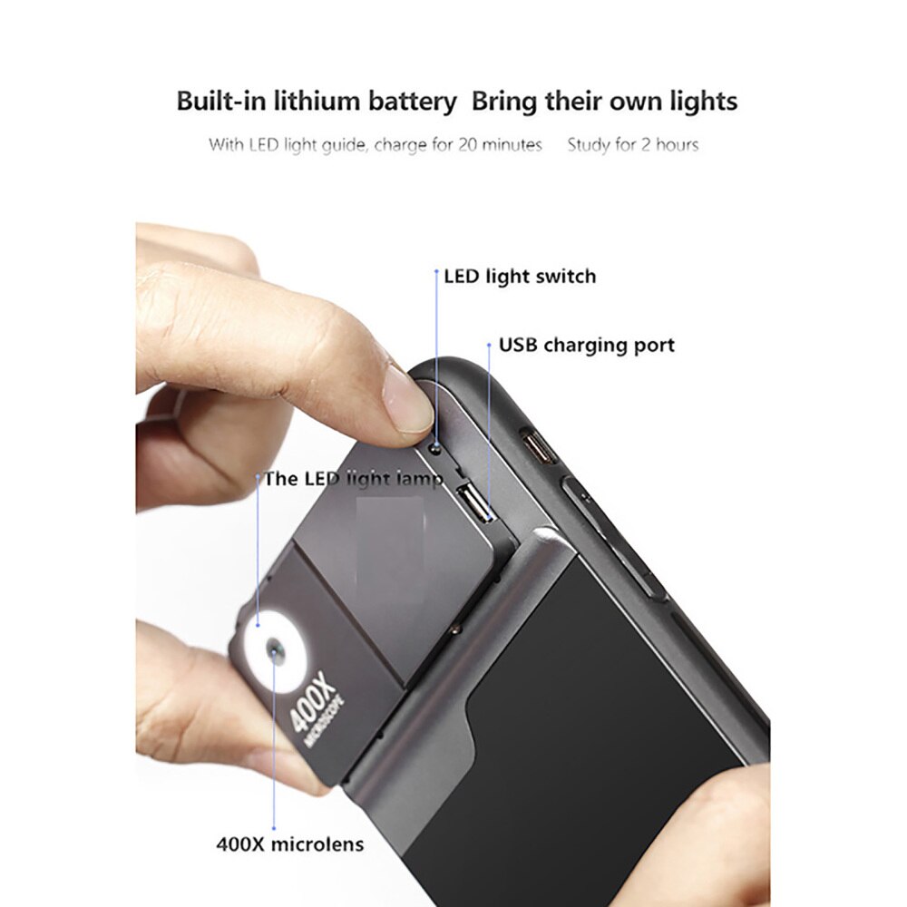 Mini Microscope Portable LED avec grossissement 400x, pour iPhone 13 Pro/Pro Max