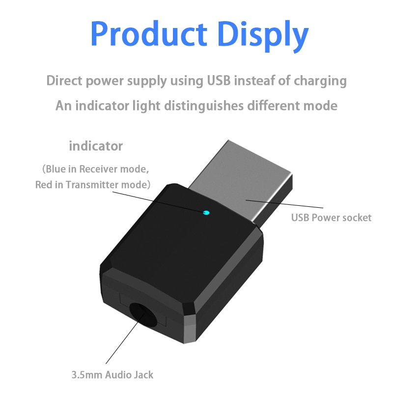 USB Bluetooth 5,0 Audio Receiver Transmitter 3,5mm Stereo Musik Wireless Adapter für TV Computer Lautsprecher Kopfhörer