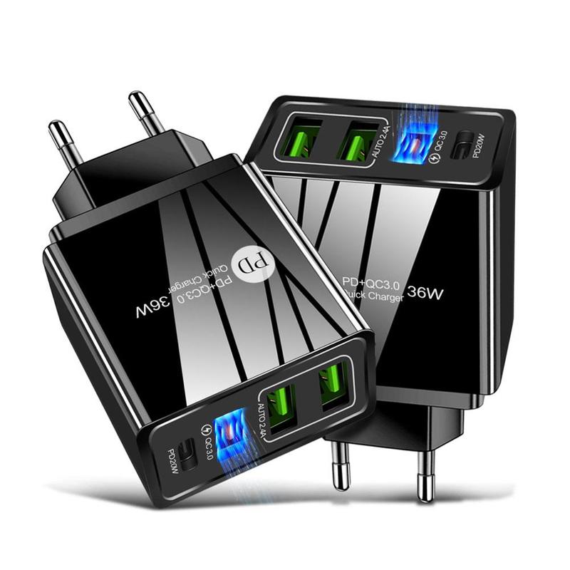 praktisch Ladegerät Schnelle Ladung PD20W QC 3,0 2,4 EIN Ladegerät USB Hohe Dual Beständig Multi-Hafen Mit Kopf USB PD Temperatur H0F4